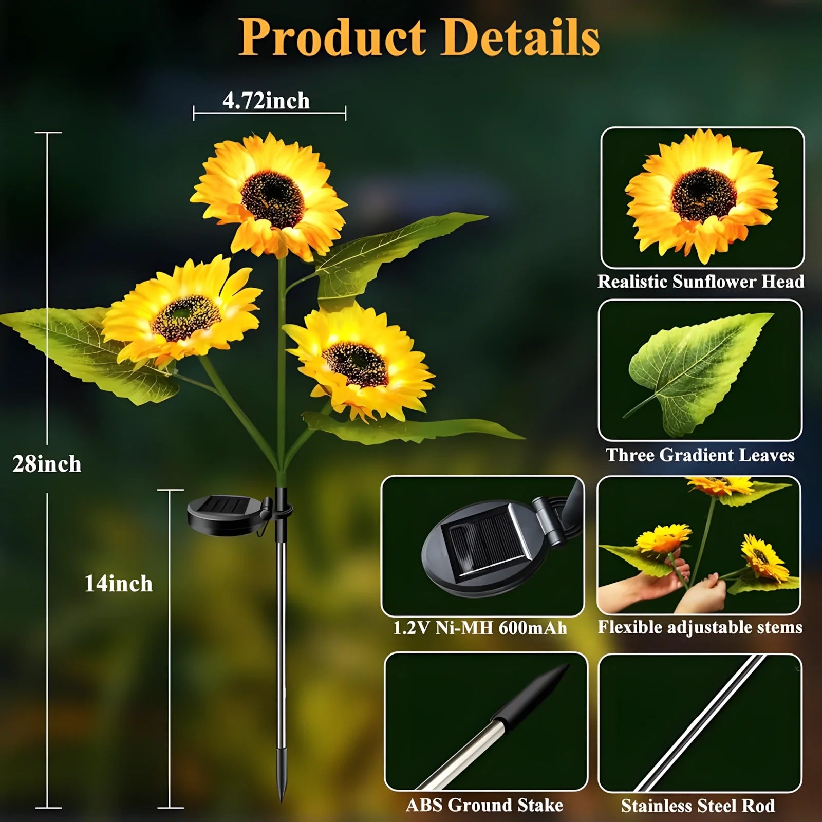 Geotict™ – Solar Sunflower LED Lights